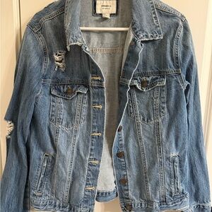 Forever 21 Light Blue Distressed Jean Jacket